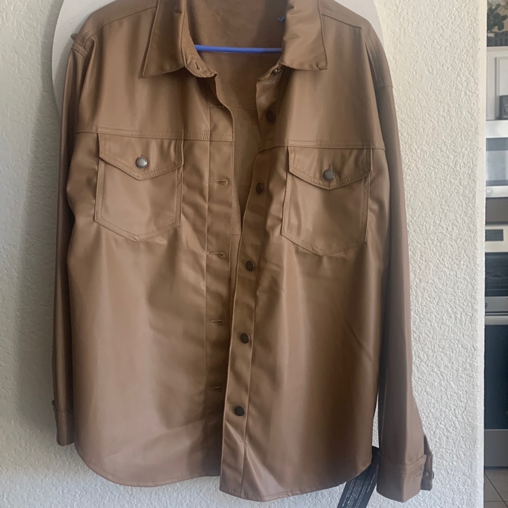 Beige faux leather jacket